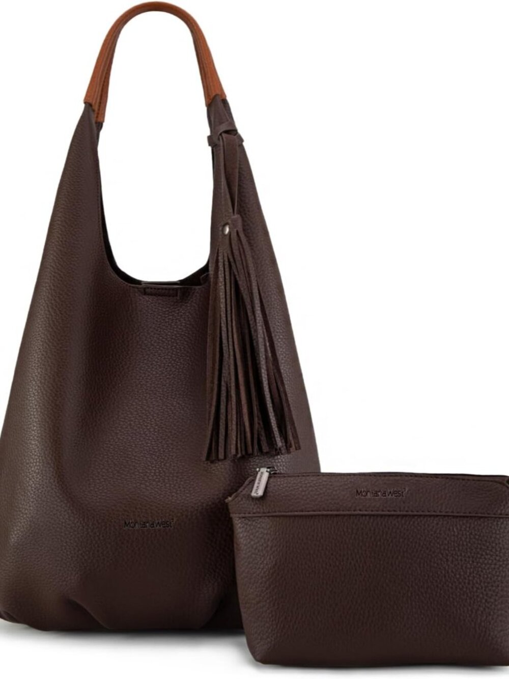 Hobo Bags for Women Slouchy Handbags 2PCS Tassels Shoulder Bag with Comestic Bag
